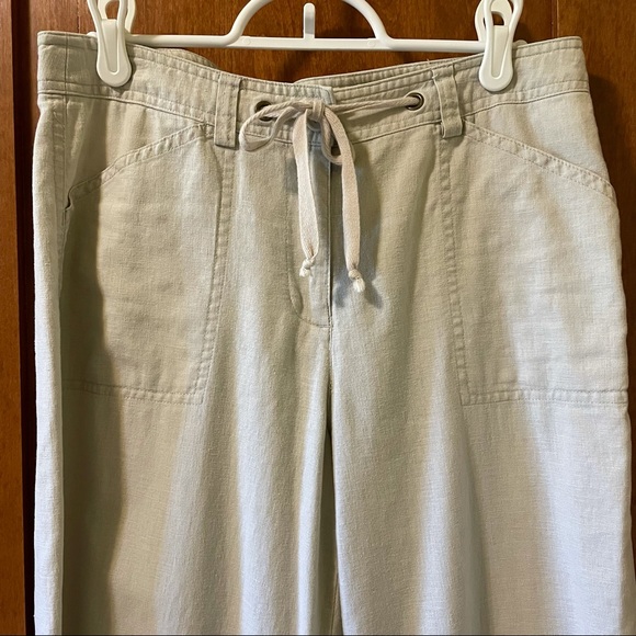 Jones New York Sport linen blend cream lightweight crop pants - Picture 3 of 11